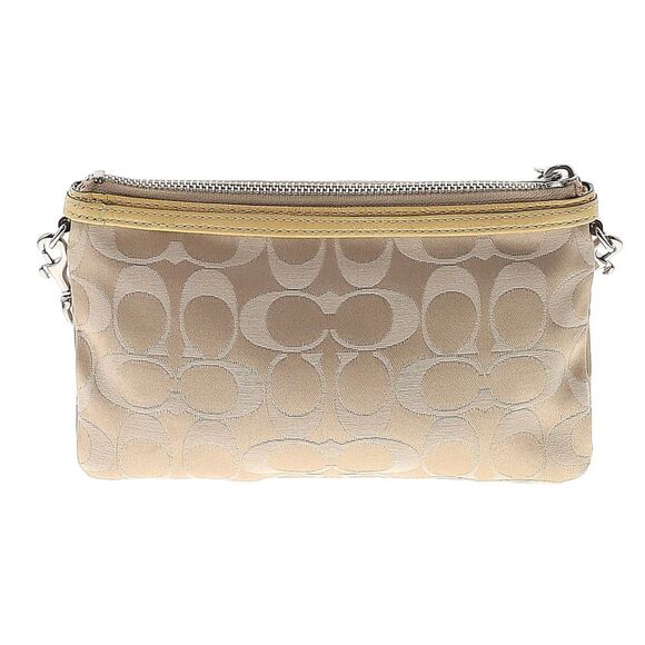 4/$100 Coach Heart Poppy Gold Cream Off White Allover Logo Mini Crossbody Clutch - Picture 4 of 5